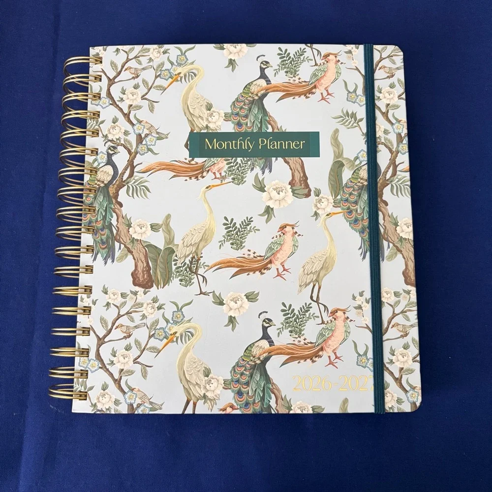 Spiral Bound Peacock Floral 17-Month Planner